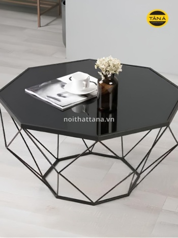 Bàn Trà Sofa Mặt Kính Tròn Chân Sắt BT09