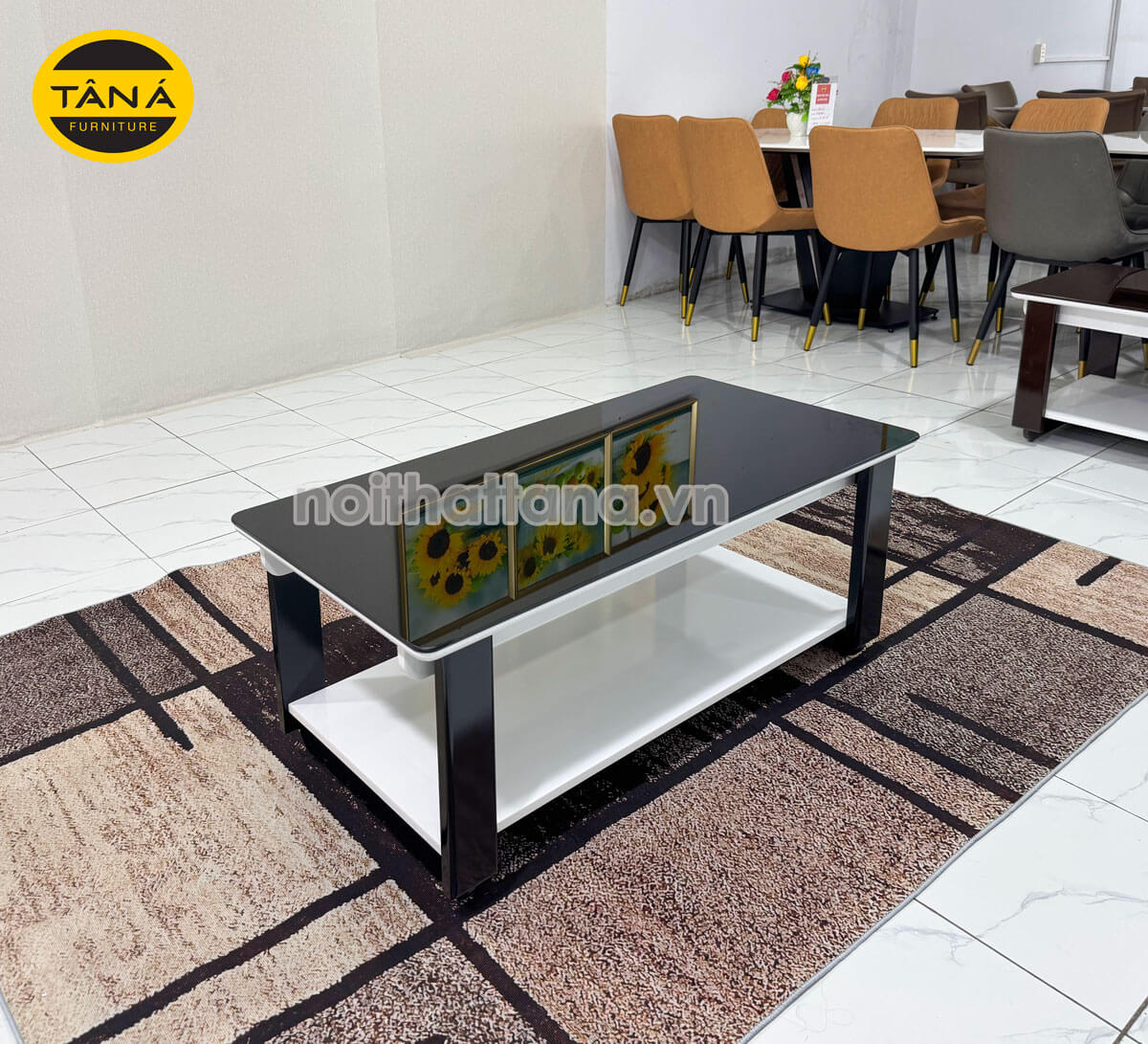 Bàn trà sofa H3 mặt kính đẹp hiện đại BT02