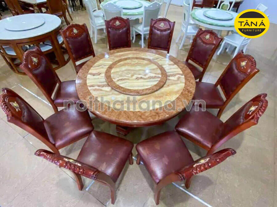 bộ bàn ăn tròn 10 ghế giá rẻ
