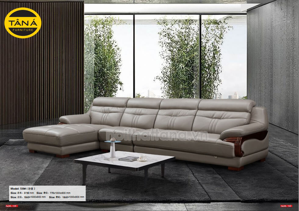 Mẫu ghế sofa gỗ sồi bọc da cao cấp nhập khẩu Malaysia