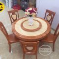 Bộ Bàn Ăn Mặt Đá Tròn Mâm Xoay 6 Ghế BA12
