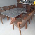 Bộ bàn ăn mặt đá tự nhiên 8 ghế gỗ sồi BA91