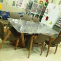 Bộ bàn ăn mặt đá tự nhiên 8 ghế gỗ sồi BA91