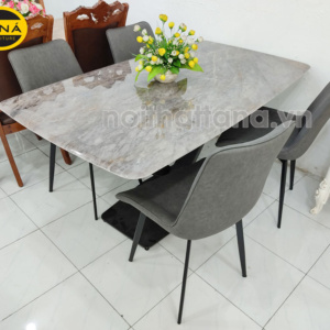 Bộ bàn ăn mặt đá 6 ghế chân sắt BA94