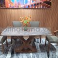Bộ bàn ăn mặt đá 8 ghế gỗ sồi hiện đại BA95