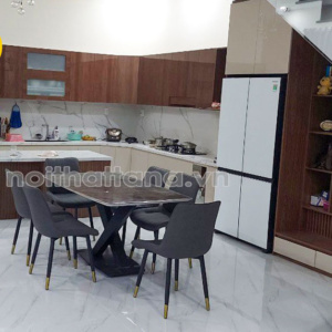 Bộ bàn ăn mặt đá 6 ghế chân sắt BA94