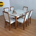 Bộ Bàn Ăn 6 Ghế Gỗ Sồi Mặt Đá Trắng Đẹp Tinh Tế BA89