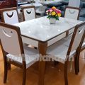 Bộ Bàn Ăn 6 Ghế Gỗ Sồi Mặt Đá Trắng Đẹp Tinh Tế BA89