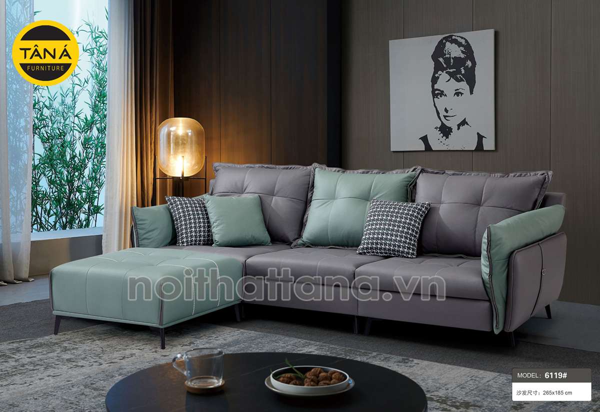 ghế sofa vải giả da phòng khách hiện đại