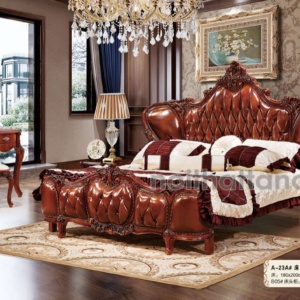 Giường Ngủ Bọc Da Bò Tân Cổ Điển Nhập Khẩu TAG-A23A