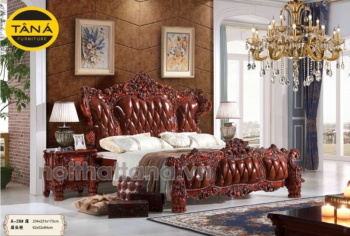 Giường Ngủ Bọc Da Bò Tân Cổ Điển Nhập Khẩu TP-A28-1