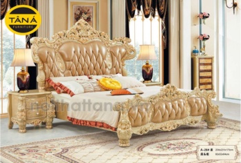 Giường Ngủ Bọc Da Bò Tân Cổ Điển Nhập Khẩu TAG-A28