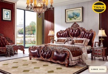 Giường Ngủ Bọc Da Bò Tân Cổ Điển Nhập Khẩu TAG-A35B