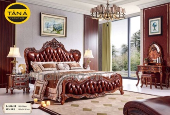 Giường Ngủ Bọc Da Bò Tân Cổ Điển Nhập Khẩu TAG-A35B