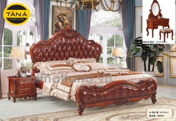 Giường Ngủ Bọc Da Bò Tân Cổ Điển Nhập Khẩu TAG-A58