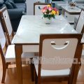 Bộ Bàn Ăn 6 Ghế Gỗ Sồi Mặt Đá Trắng Đẹp Tinh Tế BA89