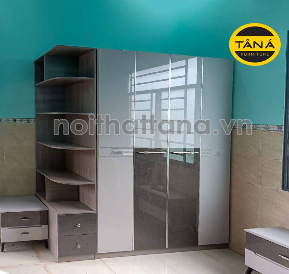 Mẫu tủ quần áo 4 cánh gỗ công nghiệp giá rẻ