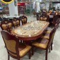 Bộ Bàn Ăn 2m2 mặt đá Oval Tân Cổ Điển 8 Ghế Gỗ Sồi Cao Cấp nhập khẩu đài loan BA74
