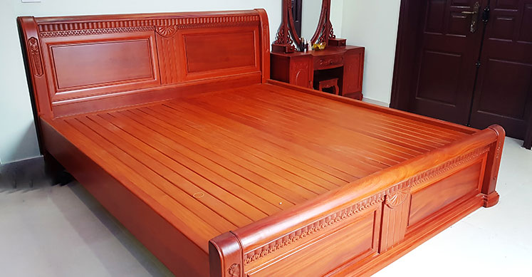 Giường ngủ phong cách Á Đông bằng gỗ hương 