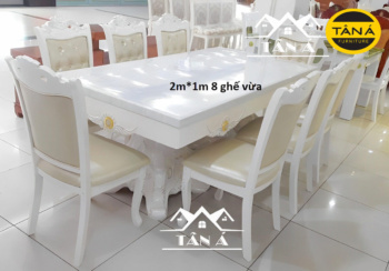 Bộ Bàn Ăn 8 Ghế Mặt Đá Cao Cấp BA71 Tân Cổ Điển Nhập Khẩu