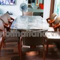 Bộ bàn ăn mặt đá tự nhiên 8 ghế gỗ sồi BA91