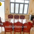 Bộ Bàn Ăn Mặt Đá Oval Tân Cổ Điển 8 Ghế gỗ sồi Bọc Da cao cấp nhập khẩu đài loan BA46