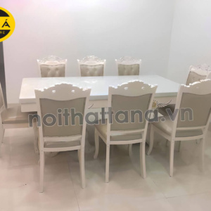 Bộ Bàn Ăn 8 Ghế Mặt Đá Cao Cấp BA71 Tân Cổ Điển Nhập Khẩu