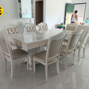 Bộ Bàn Ăn 8 Ghế Mặt Đá Cao Cấp BA71 Tân Cổ Điển Nhập Khẩu