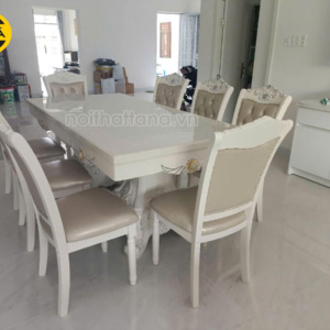 Bộ Bàn Ăn 8 Ghế Mặt Đá Cao Cấp BA71 Tân Cổ Điển Nhập Khẩu