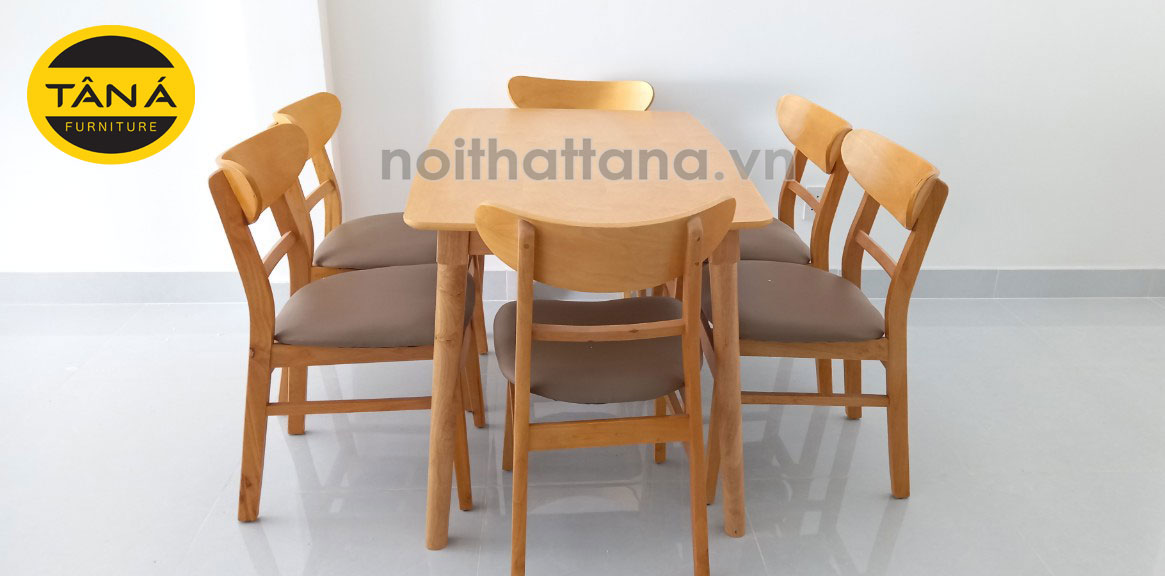 Bộ bàn ăn mango 6 ghế mặt gỗ giá rẻ