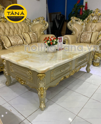 Bàn Trà Gỗ Sồi Mặt Đá Tân Cổ Điển BT63