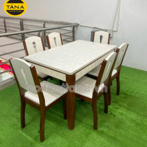 Bộ Bàn Ăn 6 Ghế Mặt Đá Hiện Đại BA02