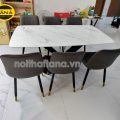 Bộ bàn ăn mặt đá 6 ghế chân sắt BA94