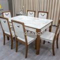 Bộ Bàn Ăn 6 Ghế Gỗ Sồi Mặt Đá Trắng Đẹp Tinh Tế BA89