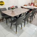 Bộ bàn ăn mặt đá 6 ghế chân sắt BA94