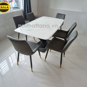 Bộ bàn ăn mặt đá 6 ghế chân sắt BA94