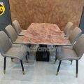 Bộ bàn ăn mặt đá 6 ghế chân sắt BA94
