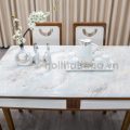 Bộ Bàn Ăn 6 Ghế Gỗ Sồi Mặt Đá Trắng Đẹp Tinh Tế BA89