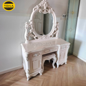 bộ ghế bàn trang điểm tân cổ điển gỗ mdf nhập khẩu đài loan