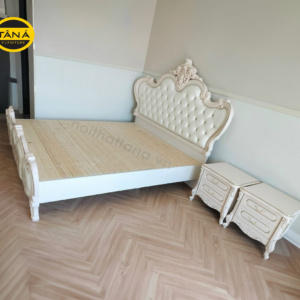 giường ngủ tân cổ điển 1m8 gỗ mdf nhập khẩu đài loan
