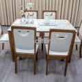 Bộ Bàn Ăn 6 Ghế Gỗ Sồi Mặt Đá Trắng Đẹp Tinh Tế BA89