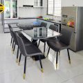 Bộ bàn ăn mặt đá 6 ghế chân sắt BA94