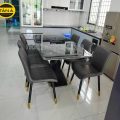 Bộ bàn ăn mặt đá 6 ghế chân sắt BA94
