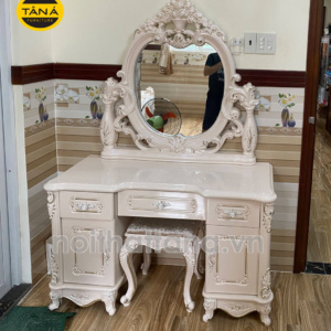 bộ ghế bàn trang điểm tân cổ điển gỗ mdf nhập khẩu đài loan