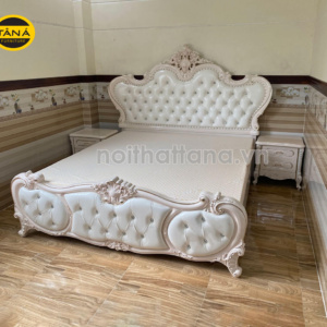 giường ngủ tân cổ điển 1m8 gỗ mdf nhập khẩu đài loan