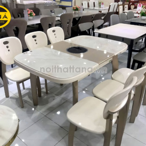 Bộ Bàn Ăn Mặt Đá 6 Ghế BA-APH7027 Gấp Gọn Có Bếp Từ