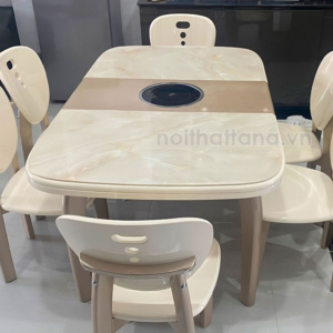 Bộ Bàn Ăn Mặt Đá 6 Ghế BA-APH7027 Gấp Gọn Có Bếp Từ