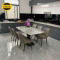 Bộ Bàn Ăn Mặt Đá Men 6 ghế BA92 Chân Sắt Tĩnh Điện Nhập Khẩu