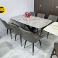 Bộ Bàn Ăn Mặt Đá Men 6 ghế BA92 Chân Sắt Tĩnh Điện Nhập Khẩu
