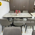 Bộ Bàn Ăn Mặt Đá Men 6 ghế BA92 Chân Sắt Tĩnh Điện Nhập Khẩu